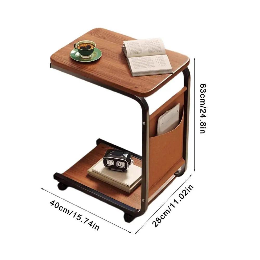 End Table C Shape Small Side Table For Living Room Double Layer Movable Side Table For Sofas Living Rooms Bedside Areas Small