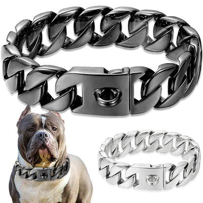 Strong 32mm Wide Gold Dog Chain Collars  Heavy Stainless Steel Dogs Choker Pitbull Gold Dog Necklace For Large Huge Dogs