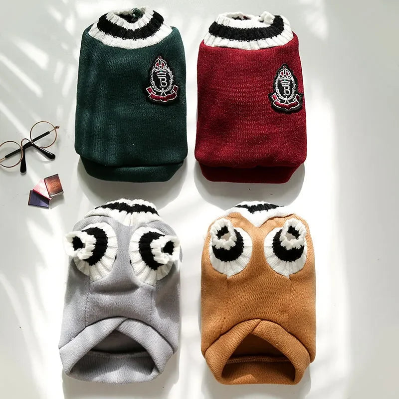 Pet College Style Sweater College Style V-neck Teddy knitted Vest Sweater Winter Warm Chihuahua French Bulldog Yorkie Coat