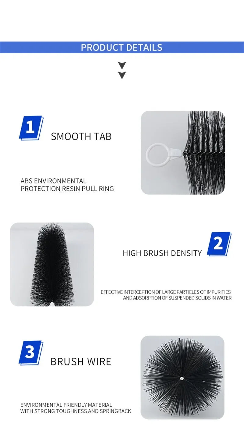 10pcs Fish Tank Cleaning Tools Koi Fish Pond Filter Brush 30/40/50cm High-density Brush Skimmer Aquarium Filtration System