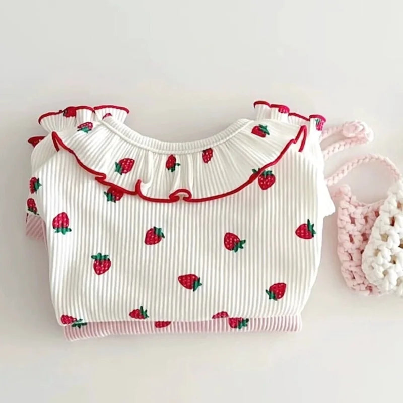 Puppy 2024 Clothes Cotton Girl Dog Undershirt Summer Dog Cooling Vest Dog Strawberry Shirt Chihuahua Bichon Apparel Dog Clothing