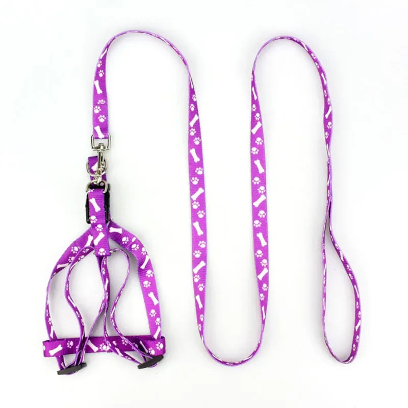 High Quality 1.5cm Width Harness Leashes for Dogs Pets  Collar Small Dog Pet Nylon Harness Puppy Cat Adjustable with Lead Leash
