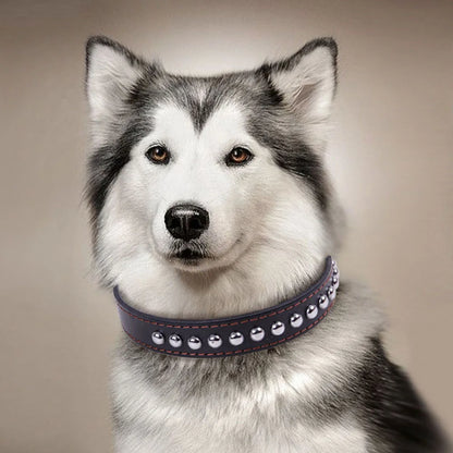 Unisex Studded Dog Collar Adjustable PU Leather Collars for Medium and Large Dogs Pet Necklace for Doberman Big Dogs Products