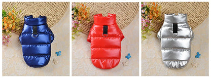 Puppy Pet Dog Clothes Outdoor Windproof Waterproof Leather Dog Coat Winter Warm Padded Jacket for Dogs and Cats in Cold Weather