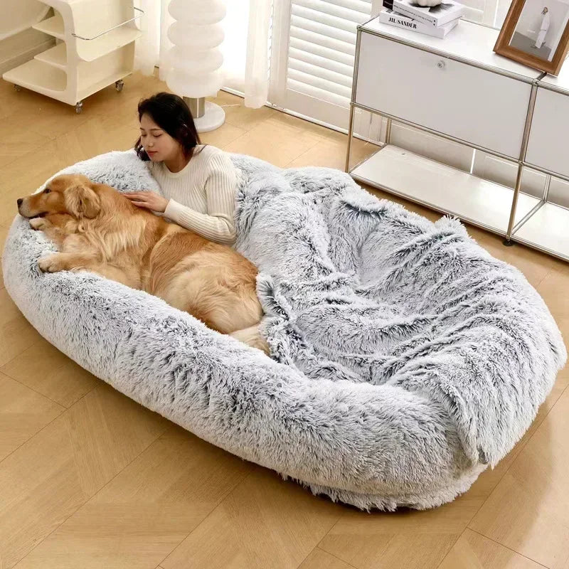 Large Kennel Pet Pad Human Dog Bed Winter Warm Pet Supplies Removable and Washable Sofa Lazy Can Sleep and Lie Down