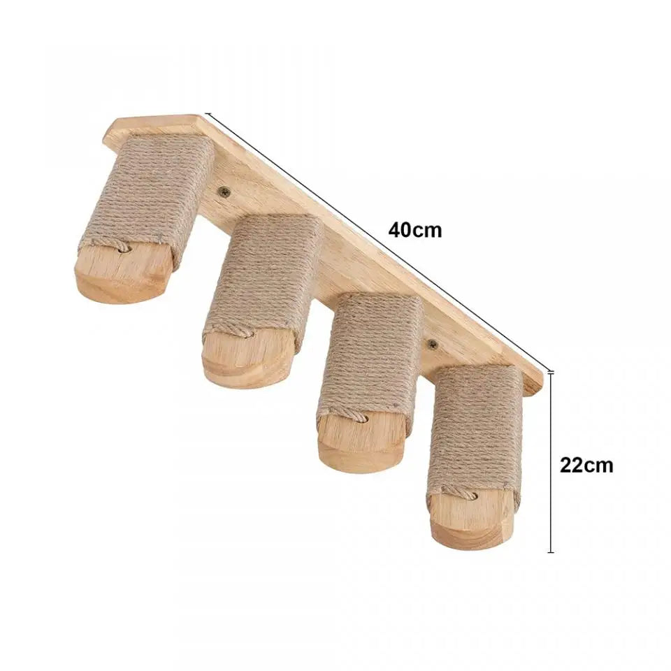 Cat Wall Mounted Furniture Hammock Climbing Shelves Cat Scratching Post Wooden Stairway Shelves Sisal Ladder Cat Climbing Frame