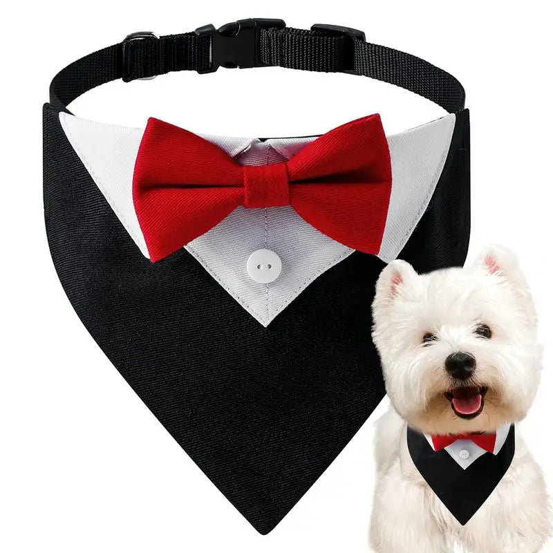 Dog Wedding Bandana Collar Dog Collar Bow Tie Breathable Dog Tuxedo Adjustable Neck Scarf for Weddings Parties Birthdays