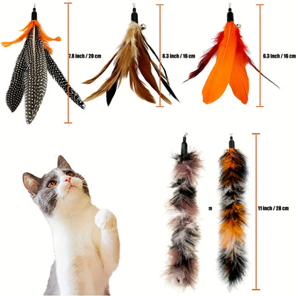 6 PCS Cat Toy Feather Replacement Cat Wand Refills Natural Bird Feathers Refill, Replacement Feathers Cat Toy for Indoor Cats
