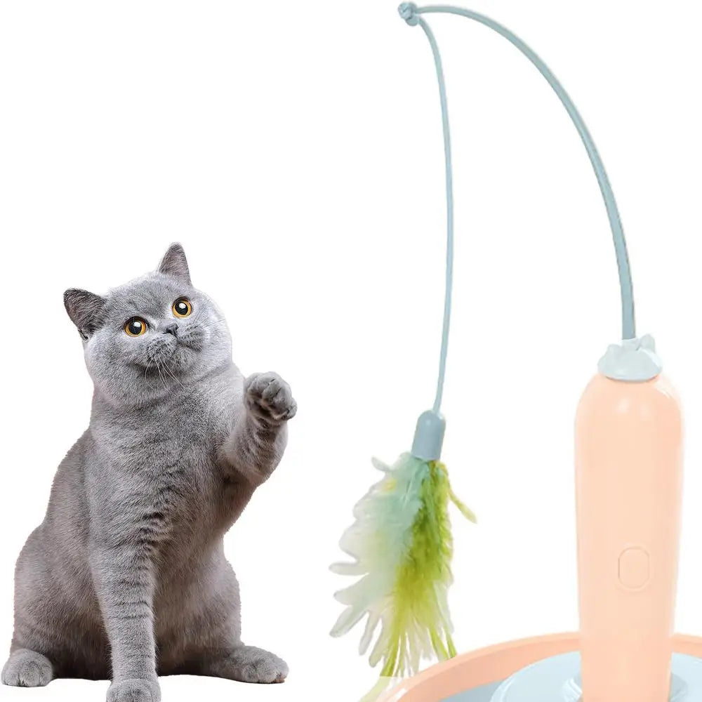 Electric Cat Toy Funny Cat Toys Cat Feather Teaser Multifunctional Indoor Cat Interactive Toy Reusable Electric Kitten Playing
