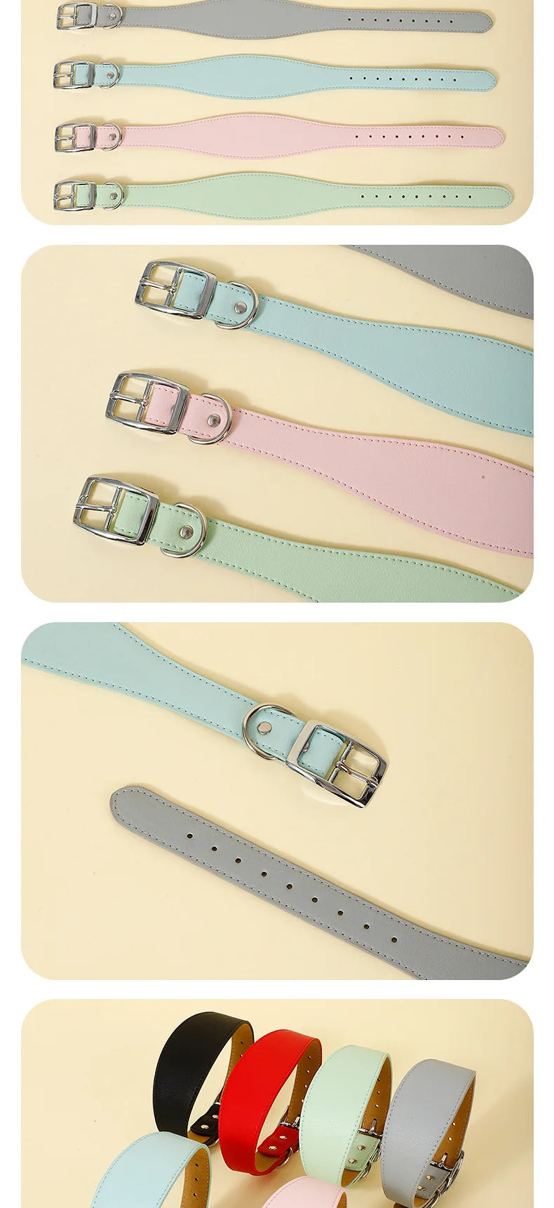Wide Leather Dog Collar for Small Medium Large Dogs Greyhound Deerhound Lurcher Whippet Dachshund Pet Accessories