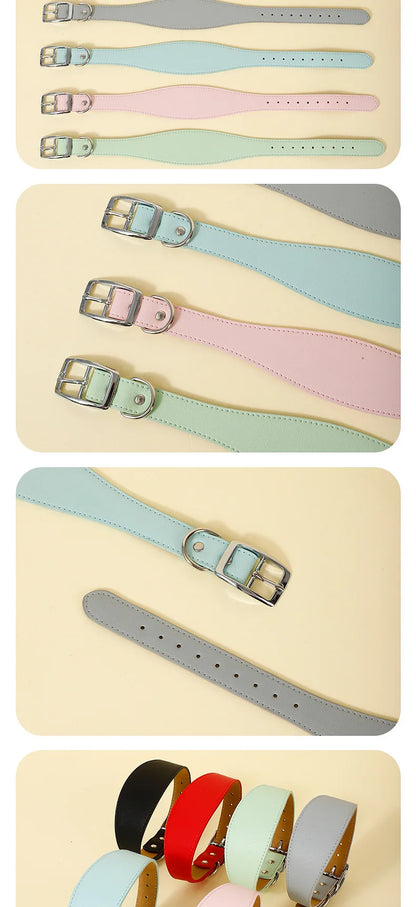 Wide Leather Dog Collar for Small Medium Large Dogs Greyhound Deerhound Lurcher Whippet Dachshund Pet Accessories