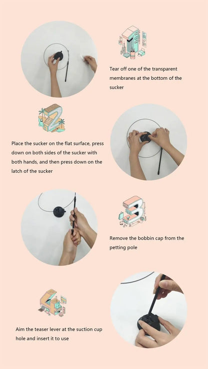 Upgraded Epoxy Sucker Steel Wire Long Rod Feather Cat Teasing Stick Cat Self Hi No Harmful Ingredients