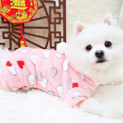 pawstrip Small Dog Clothes Warm Winter Pet Dog Jumpsuit Puppy Fleece Hoodie Chihuahua Small Medium Dog Warm Outfit Kitten Jacket