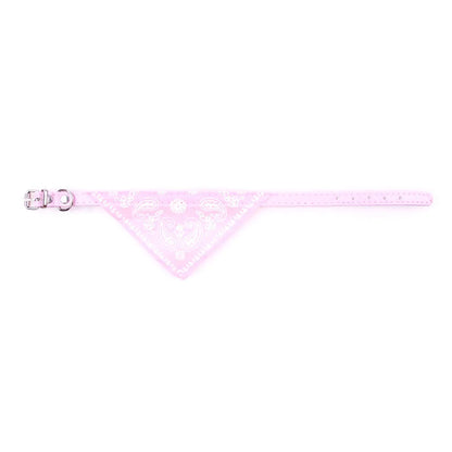 Small Dog Cat Bandana Collar Adjustable Puppy Dog Kitten Neckerchief PU Collar with Printed Triangular Scarf Pet Collar for Cat