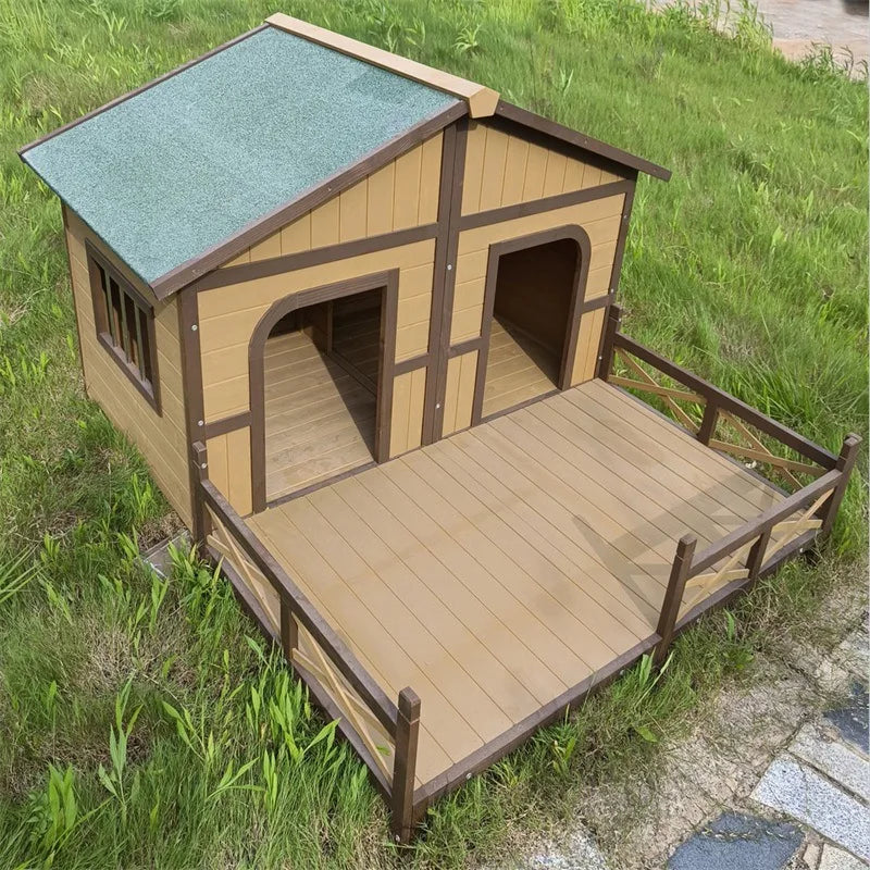Solid wood dog house outdoor rainproof outdoor courtyard pet general   house large dog wooden dog cage wholesale
