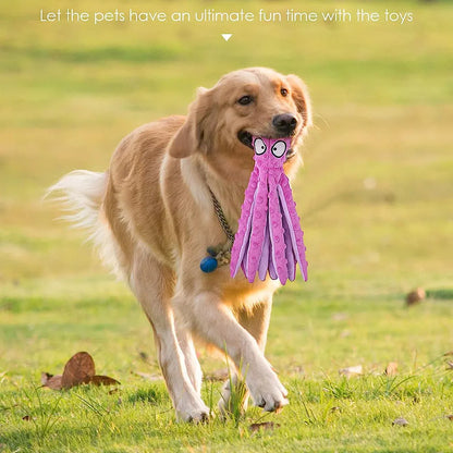 Squeaky Dog Toy Octopus Toy for Aggressive Chewers Tough No Stuffing Plush Crinkle Interactive Pet Toys for Puppy and Large Dogs