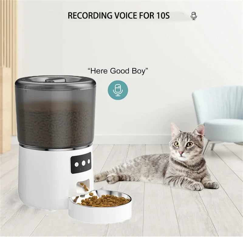 Automatic Pet Feeder 4L Capacity Smart Timer Tuya Control Food Dispenser with Stainless Steel Bowl Dogs Cats Feeding Supplies