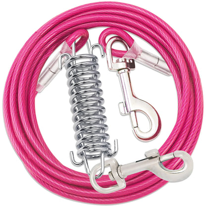 Steel Wire Dog Tie Out Cable, Dog Runner for Yard, Durable Superior Clips, Silver Dog Chains