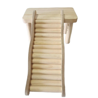 Smooth Hamster Hideaway Wooden Hamster House with Climbing Ladder Small Pet Castle Arch Bridge for Dwarf Mice Gerbils Small Pets