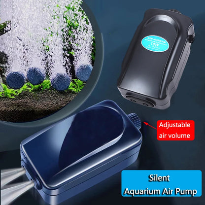 220~240V Silent Aquarium Oxygen Air Pump Fish Tank Adjustable Air Volume High Power Oxygenator Air Compressor Aerator ﻿3/5/8/10W