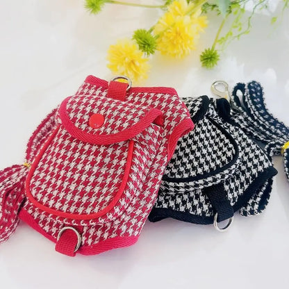Dog Harness with Backpack andLeashes Set, Luxury Brand Designer Pet Self Carrier Pet  Harness Backpack for Small Medium Dogs