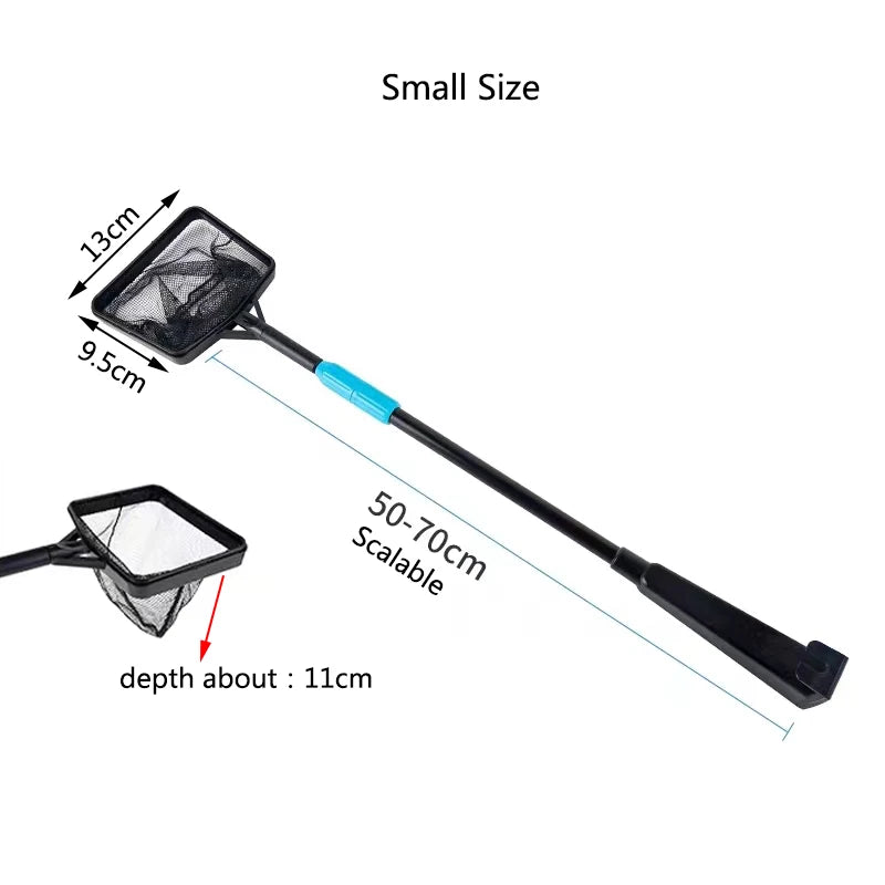 Extendable Long Handle Square Aquarium Fish Tank Fishing Net Landing Net for Catching Fish Shrimp Tank Clean Accessories New