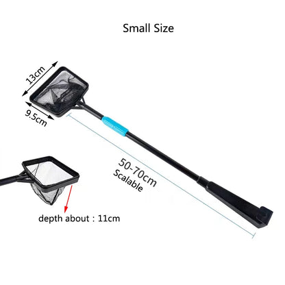 Extendable Long Handle Square Aquarium Fish Tank Fishing Net Landing Net for Catching Fish Shrimp Tank Clean Accessories New