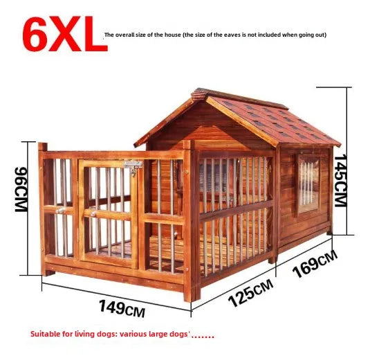 Dog House Outdoor Waterproof  Solid Wood Dog Villa with Yard Outdoor Rainproof Type Four Seasons Universal Pet Kennel