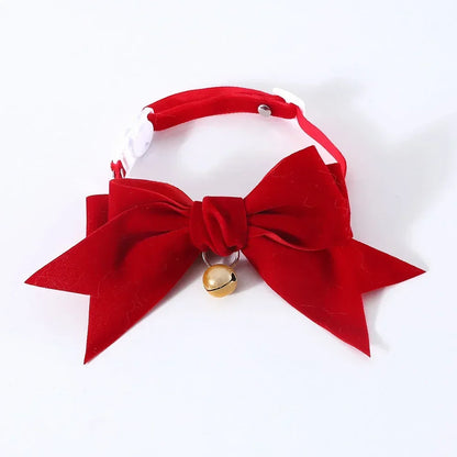 Soft Velvet Cat Collar Breakaway Puppy Kitten Collar Red Pink Bow Small Dog Collar Adjustable Safety Buckle Cat Bow Pet Supplies