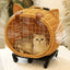 Cat Carrier Suitcase with Wheels for Pet Travel, knit Hard Cat Carrier Luggage with Mat and Telescopic Handle