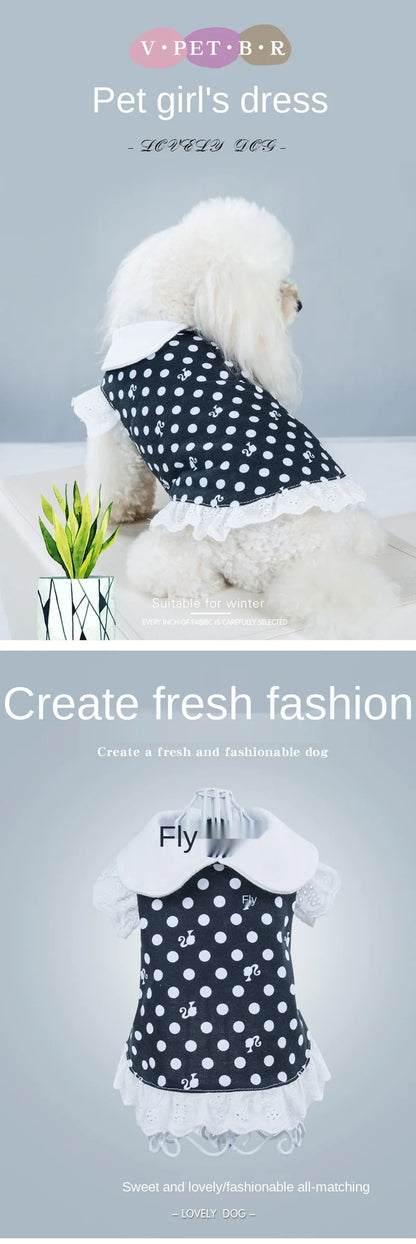 Summer Pet Clothes Dog Dot Clothing Female Dogs Cotton Princess Dress Teddy Dog Dress Summer Dress Dog Clothes For Small Dogs