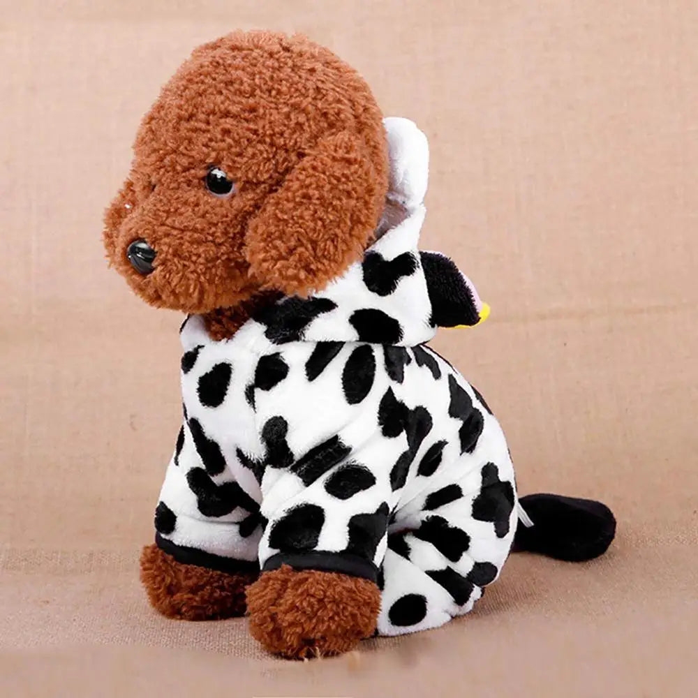 Cow Dog Costume Cow Style Hoodie Halloween Dog Costumes Pet Winter Comfortable Jumpsuits Puppy Cosplay Accessories For Small