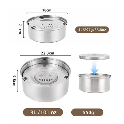 Big Capacity Stainless Steel Dog Floating Bowl, No Spill Anti-Splash Dog Water Dispenser, Non-Slip Dog Cat Pet Water Feeder Bowl