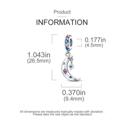 MULA 1PC Coffee Pet Moon Star Silver Plated Pendant Fit Original Snake Chain Charm Bracelet DIY Women Jewelry Gift