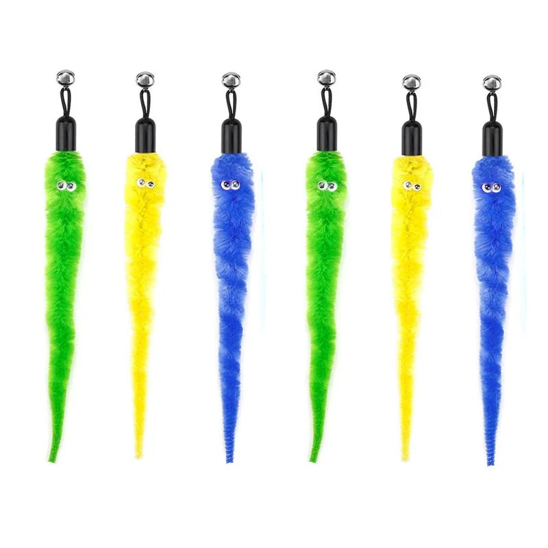 Cat Feather Toy Accessories False Mouse Worm Toy with Bell Kitten Cat Toys Interactive Replacement Refill Foam Ball Training