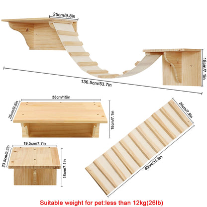 Cat Wall Shelf Wooden Cat Perch Furniture for Sleeping Cats Shelves Stair Cat Climbing Training Steps Kitten Tower Tree Hammock
