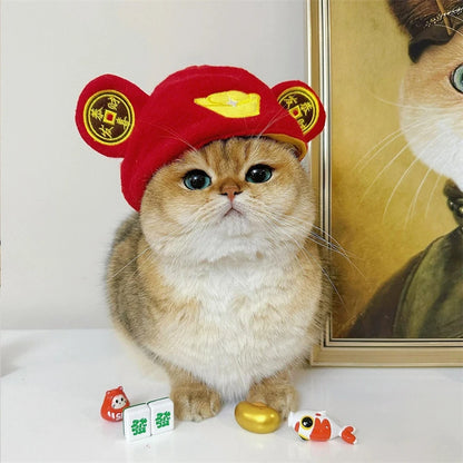 Personalized Animal Small Dog Hat Warm New Year Cosplay Accessories for Cats Snapper Bear French Bulldog Pet Supplies Head Gear