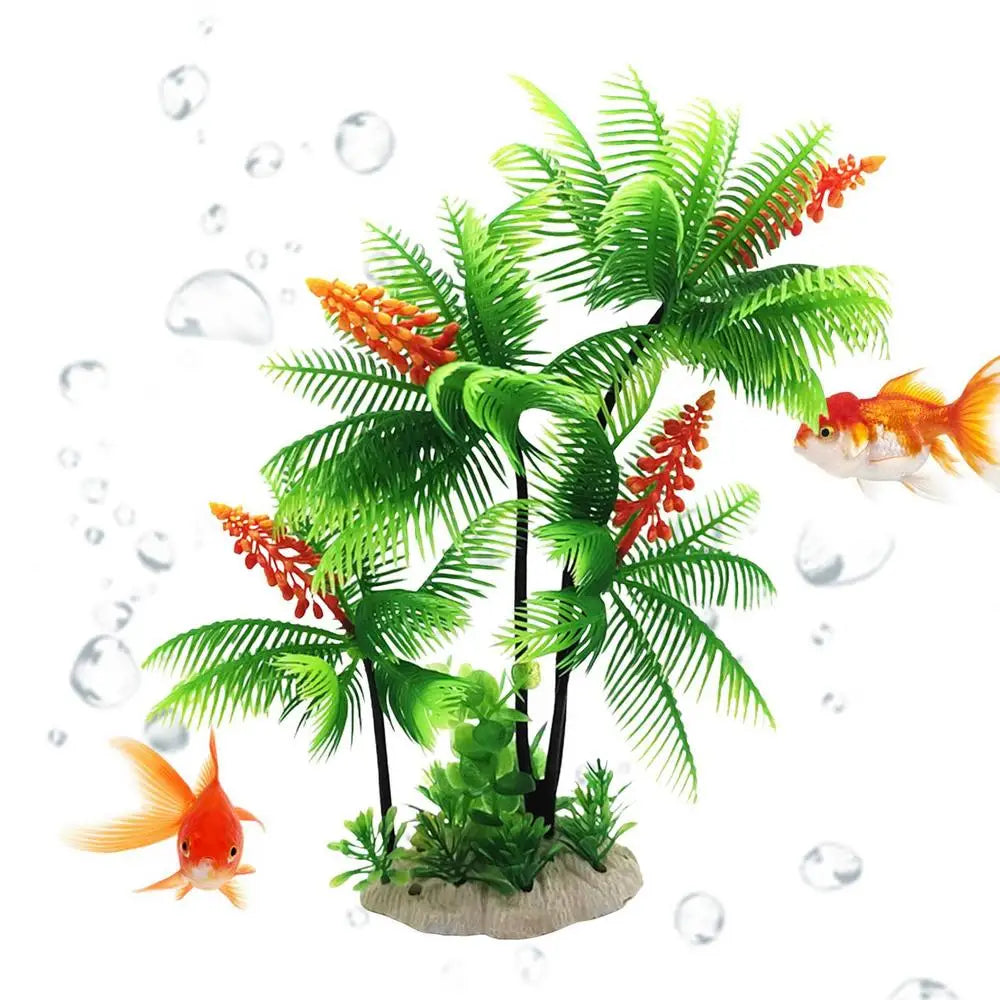 Aquarium Tree Fish Tank Plants & Decor Coconut Tree Design Toys Fish Tabletop Ornament For Household Home Aquarium Fish Tank