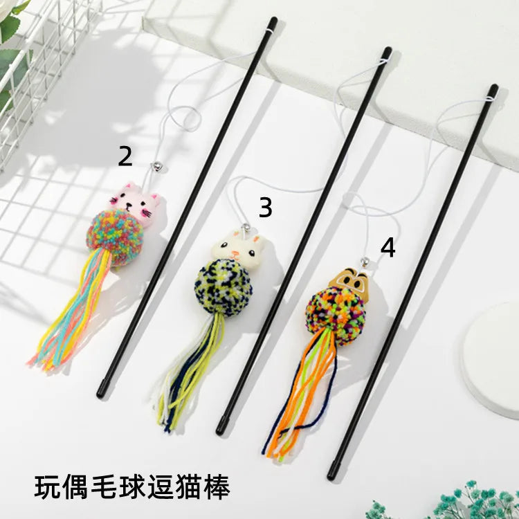 Cat Toy Cat Teaser Sticks Pussy Cat Stick Hair Ball Cat Bite Interactive Toy Replacement Head Pet Supplies