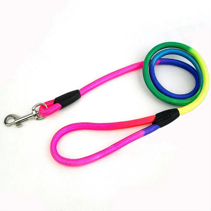 120CM Long Rainbow Nylon Pet Dog Leash Walking Training Leash Cats Dogs Harness Collar Leashes Strap Belt Ropes Durable Supplies