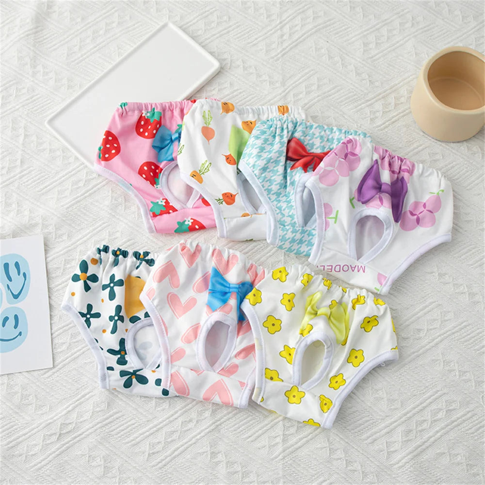 Cute Print Puppy Dog Physiological Pants for Small Dogs Washable Reusable Pet Safety Trousers Poodle Shorts mascotas Underwear