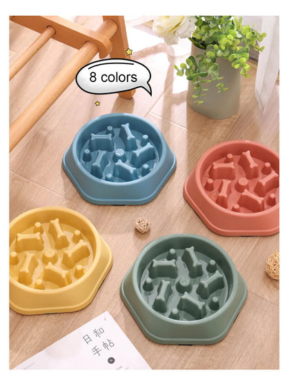 Slow Feeder Dog Bowls Slow Eating Pet Bowls Puzzle Anti-Gulping Interactive Bloat Durable Preventing Choking Healthy Dogs Bowl