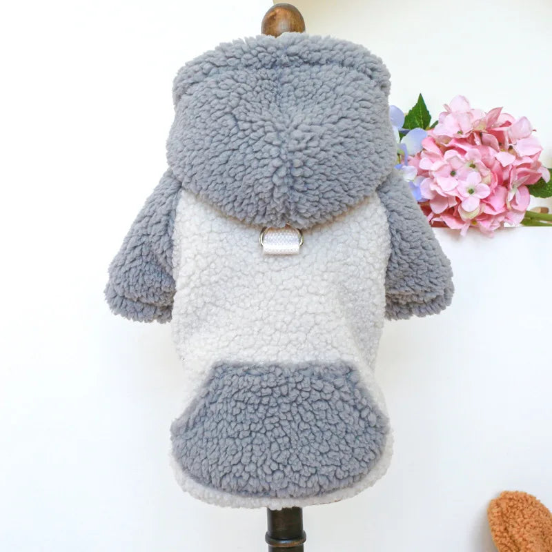 Thicken Warm Sherpa Fleece Dog Coat Winter Dog Clothes for Small Medium Dogs, Puppy Hooded Sweater Yorkie Chihuahua Pet Apparel