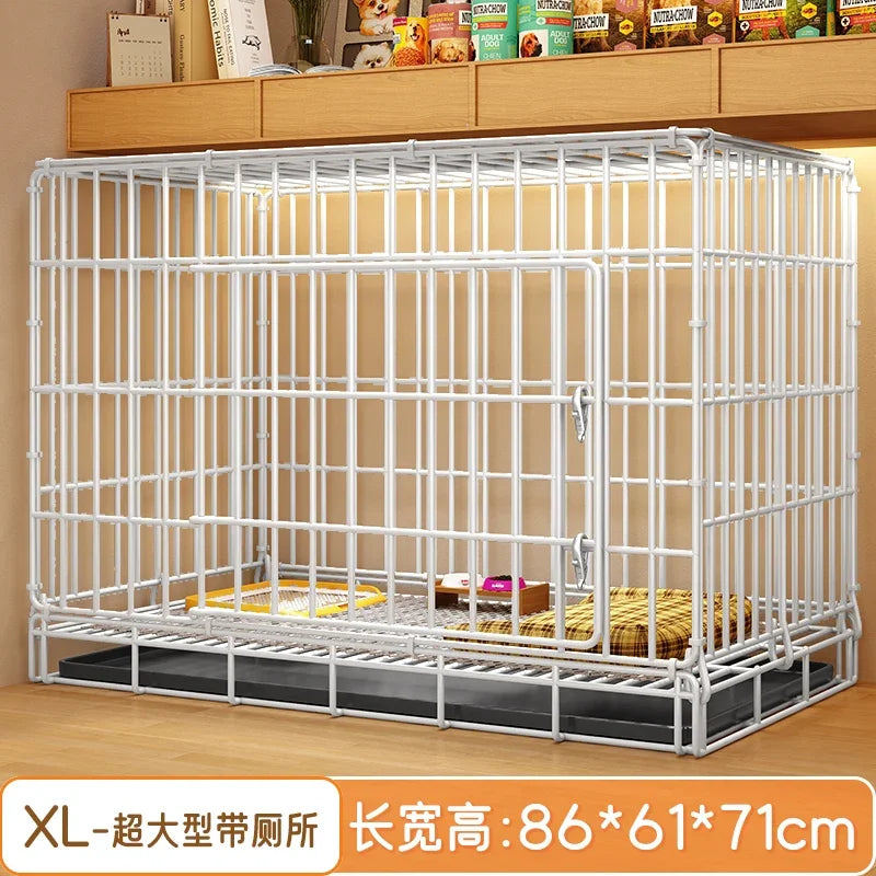 Dog Cage Small Dog Indoor Folding with Toilet Teddy Bigbear Medium Dog Corgi Border Pet Kennel