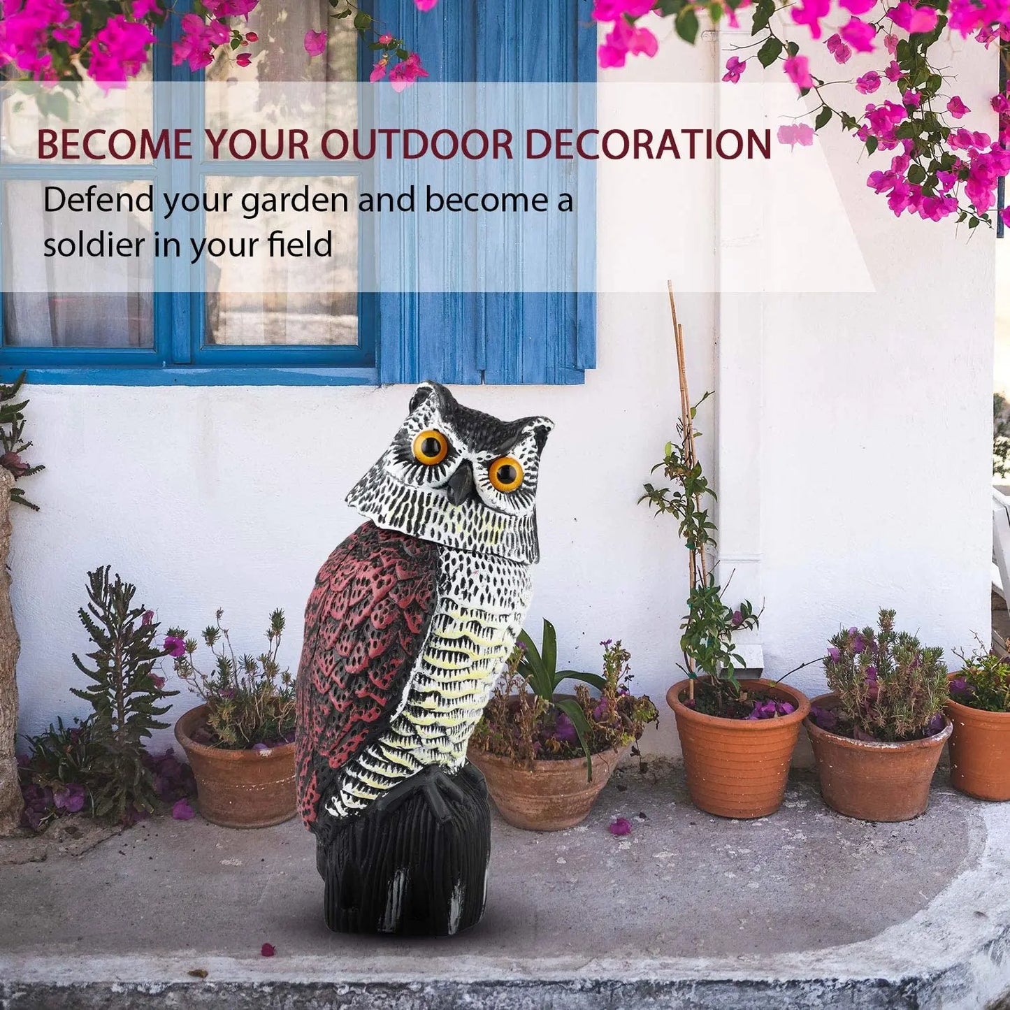 Owl Decoys to Scare Birds Squirrels Away Realistic Bird Repeller Owl Prowler Decoy Protection Repellent Pest Control Scarecrow