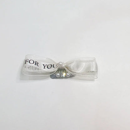 Lovely Pearl Pet Head Wear Black and White Ribbon York Dog Neck Collar Cat Hair Clip Dog BB Clips Teddy Bear Hair Accessories