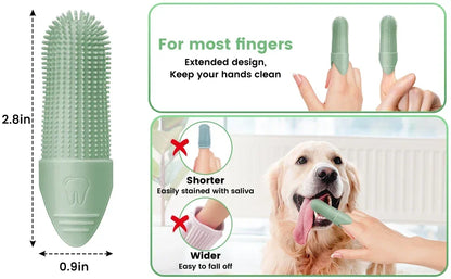 360° Cleaning Finger Toothbrush for Dogs, Food Grade Silicone Dog Finger Toothbrush, Toothbrush for Dogs Cats Dental Care