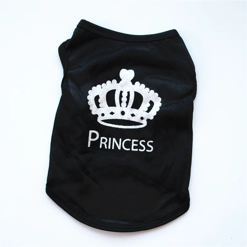 Dog Cat Shirt Puppy Vest with Crown Pattern Princess Clothing for Small Dogs,Puppy Tee Shirt Summer Clothes Tank Top Pet Apparel