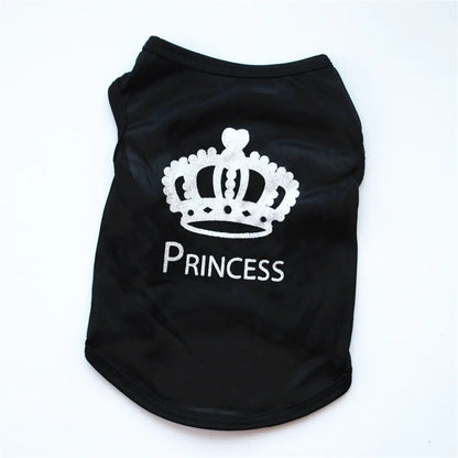 Dog Cat Shirt Puppy Vest with Crown Pattern Princess Clothing for Small Dogs,Puppy Tee Shirt Summer Clothes Tank Top Pet Apparel