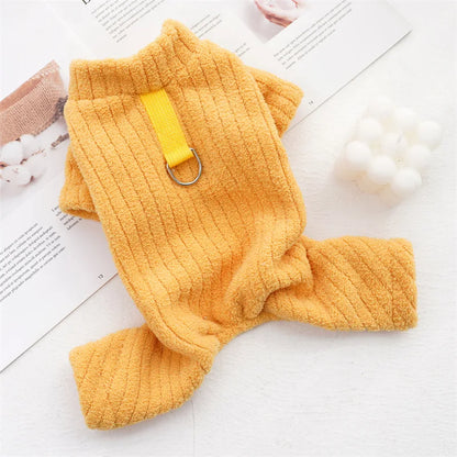 Winter Dog Jumpsuit Solid Pet Clothes for Small Medium Dogs Thermal Fleece Dog Pajamas Onesie Sleepingwear Puppy Overalls
